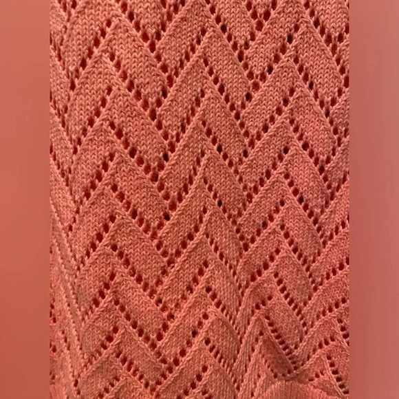 Talbots Linen Blend Pointelle Crewneck Loose Knit Sweater Coral Women’s XS NWT - Picture 6 of 12